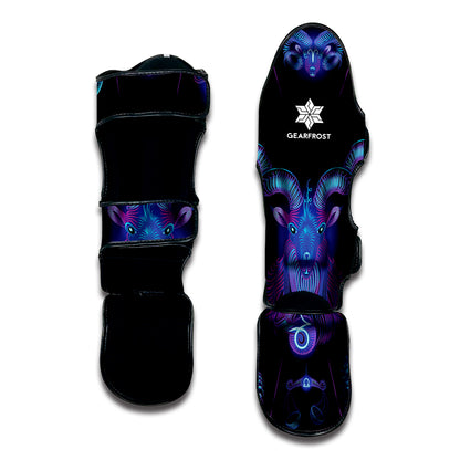 Capricorn And Astrological Signs Print Muay Thai Shin Guard