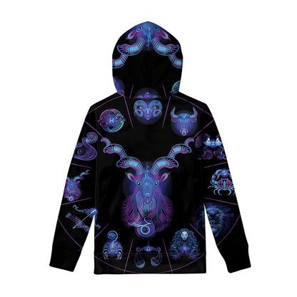 Capricorn And Astrological Signs Print Pullover Hoodie
