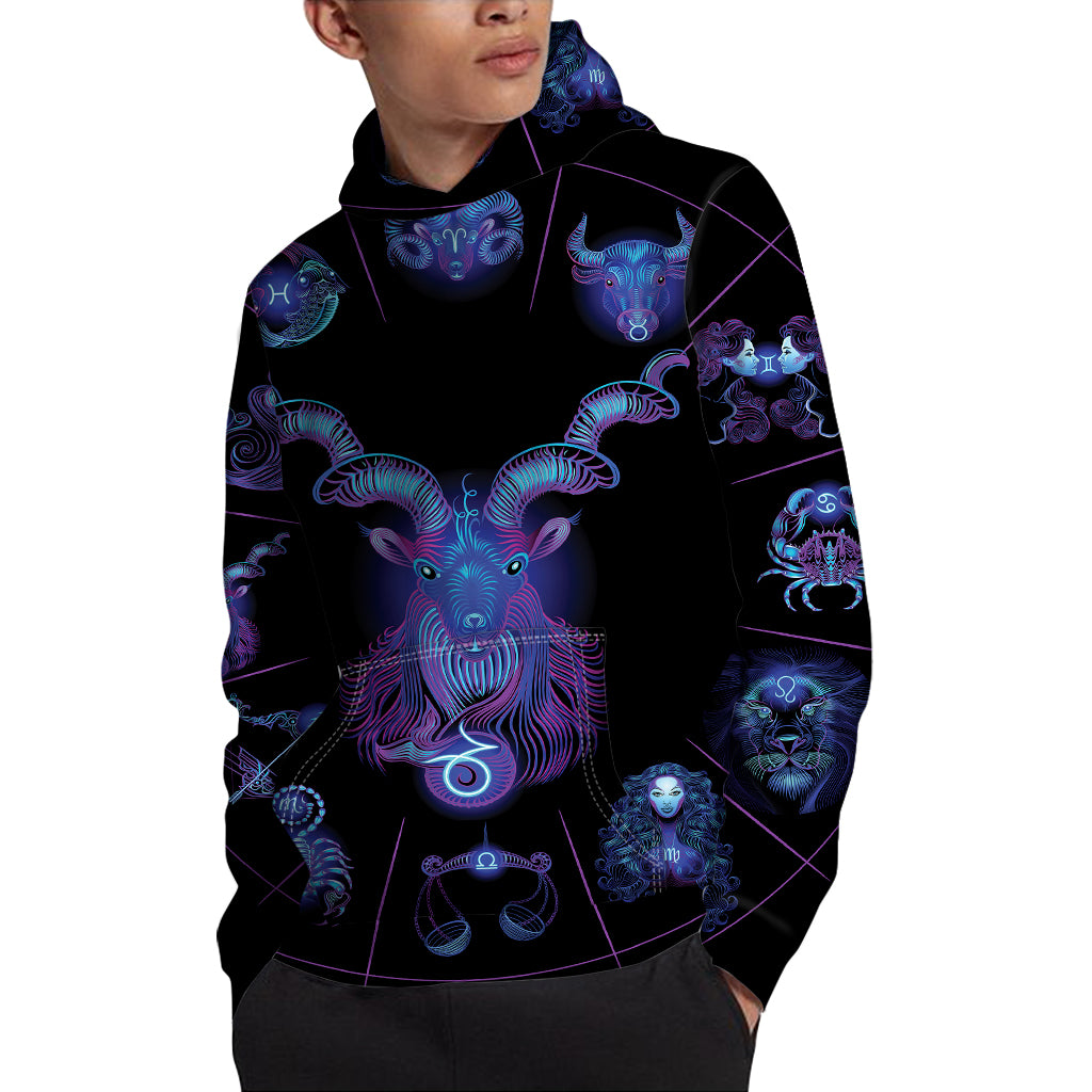 Capricorn And Astrological Signs Print Pullover Hoodie
