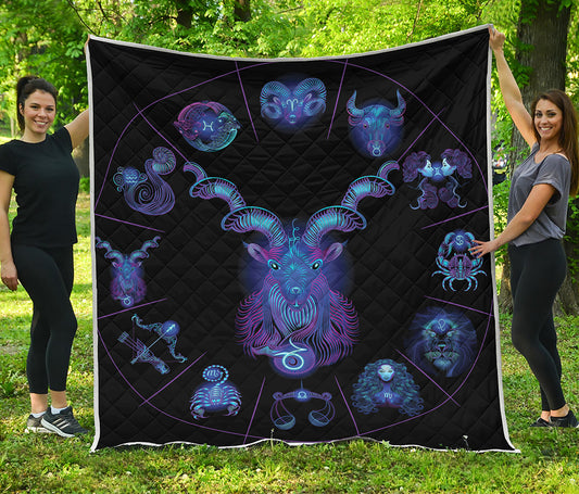 Capricorn And Astrological Signs Print Quilt