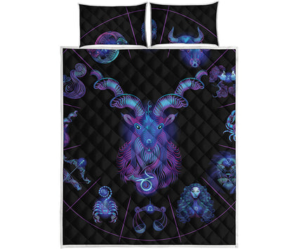 Capricorn And Astrological Signs Print Quilt Bed Set