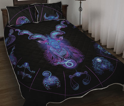 Capricorn And Astrological Signs Print Quilt Bed Set