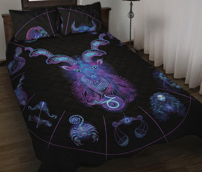 Capricorn And Astrological Signs Print Quilt Bed Set