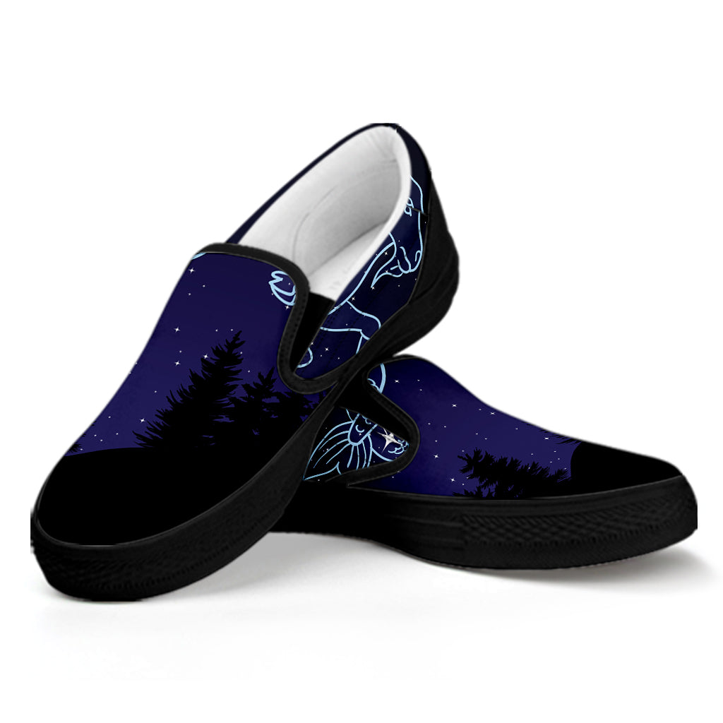 Capricorn Constellation Print Black Slip On Shoes