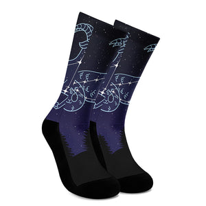 Capricorn Constellation Print Crew Socks