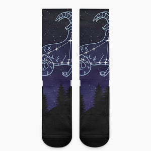 Capricorn Constellation Print Crew Socks