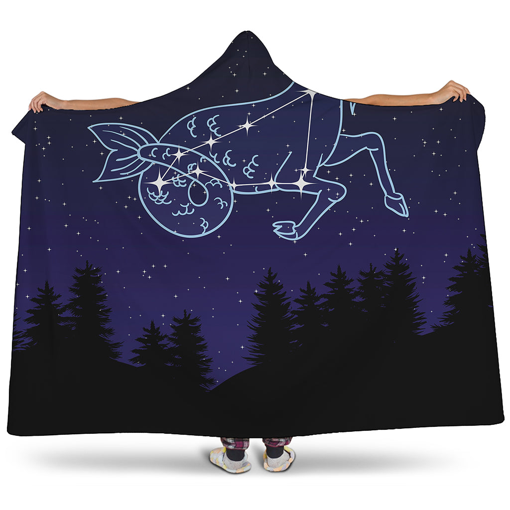 Capricorn Constellation Print Hooded Blanket