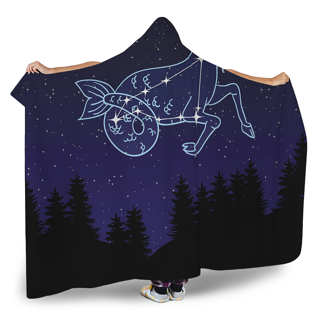 Capricorn Constellation Print Hooded Blanket