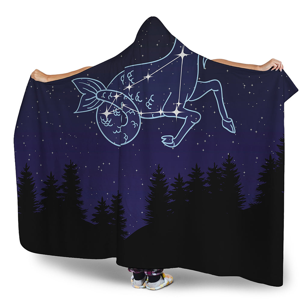 Capricorn Constellation Print Hooded Blanket