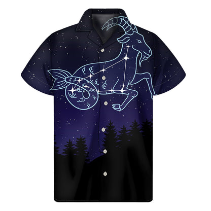 Capricorn Constellation Print Men's Short Sleeve Shirt