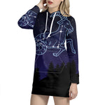 Capricorn Constellation Print Pullover Hoodie Dress