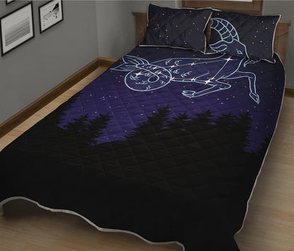 Capricorn Constellation Print Quilt Bed Set