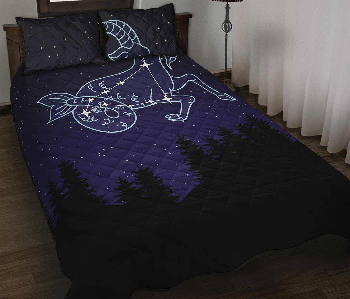 Capricorn Constellation Print Quilt Bed Set