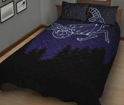 Capricorn Constellation Print Quilt Bed Set