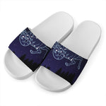 Capricorn Constellation Print White Slide Sandals