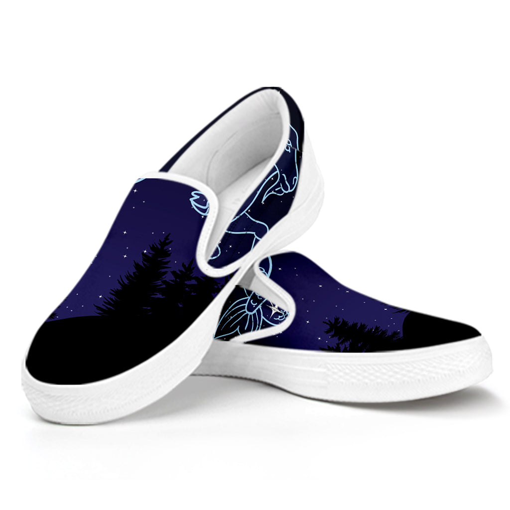 Capricorn Constellation Print White Slip On Shoes