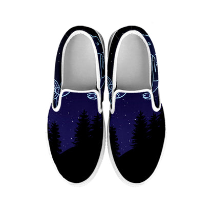 Capricorn Constellation Print White Slip On Shoes