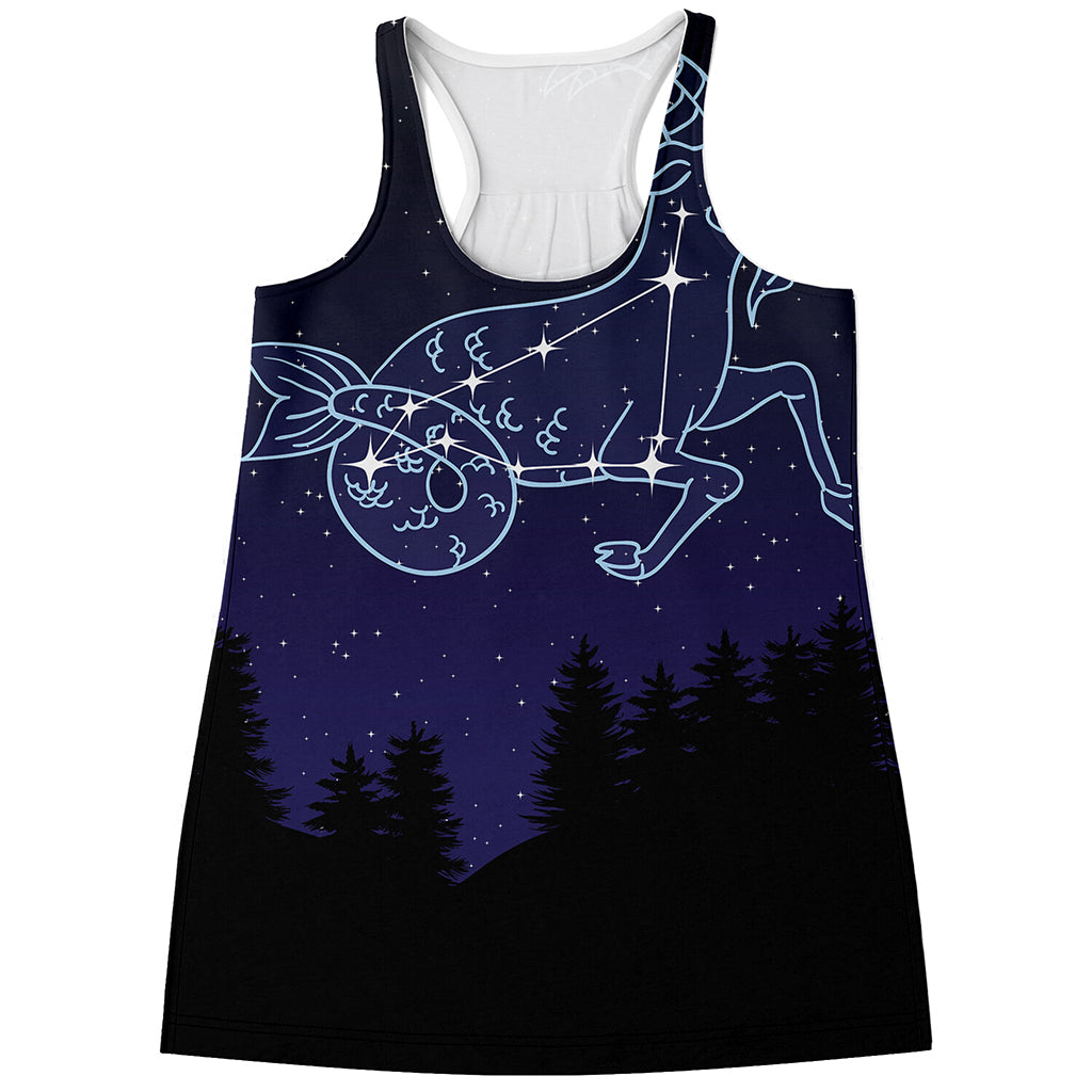 Capricorn Constellation Print Women's Racerback Tank Top