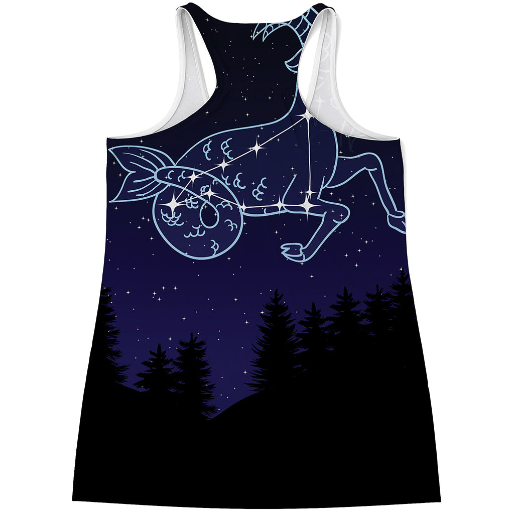 Capricorn Constellation Print Women's Racerback Tank Top