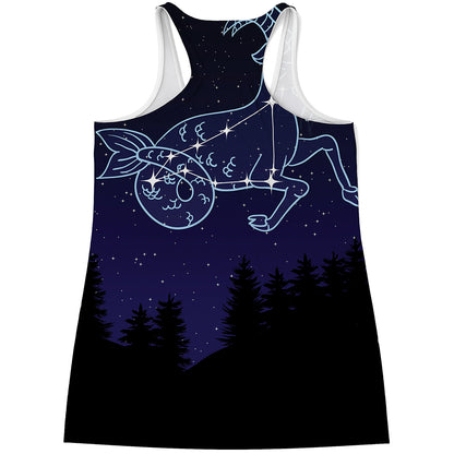 Capricorn Constellation Print Women's Racerback Tank Top