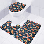 Caravan Camping Pattern Print 3 Piece Bath Mat Set