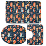 Caravan Camping Pattern Print 3 Piece Bath Mat Set