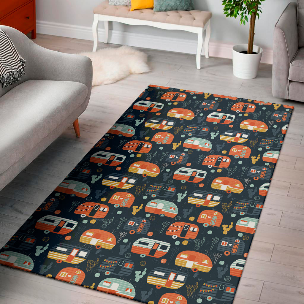 Caravan Camping Pattern Print Area Rug