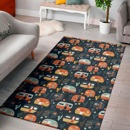Caravan Camping Pattern Print Area Rug