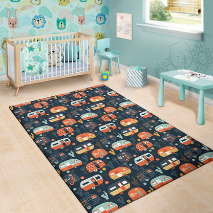 Caravan Camping Pattern Print Area Rug