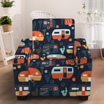 Caravan Camping Pattern Print Armchair Slipcover