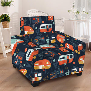 Caravan Camping Pattern Print Armchair Slipcover