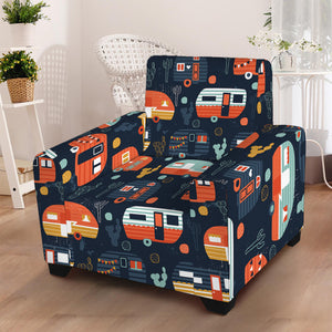 Caravan Camping Pattern Print Armchair Slipcover