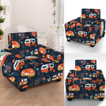 Caravan Camping Pattern Print Armchair Slipcover