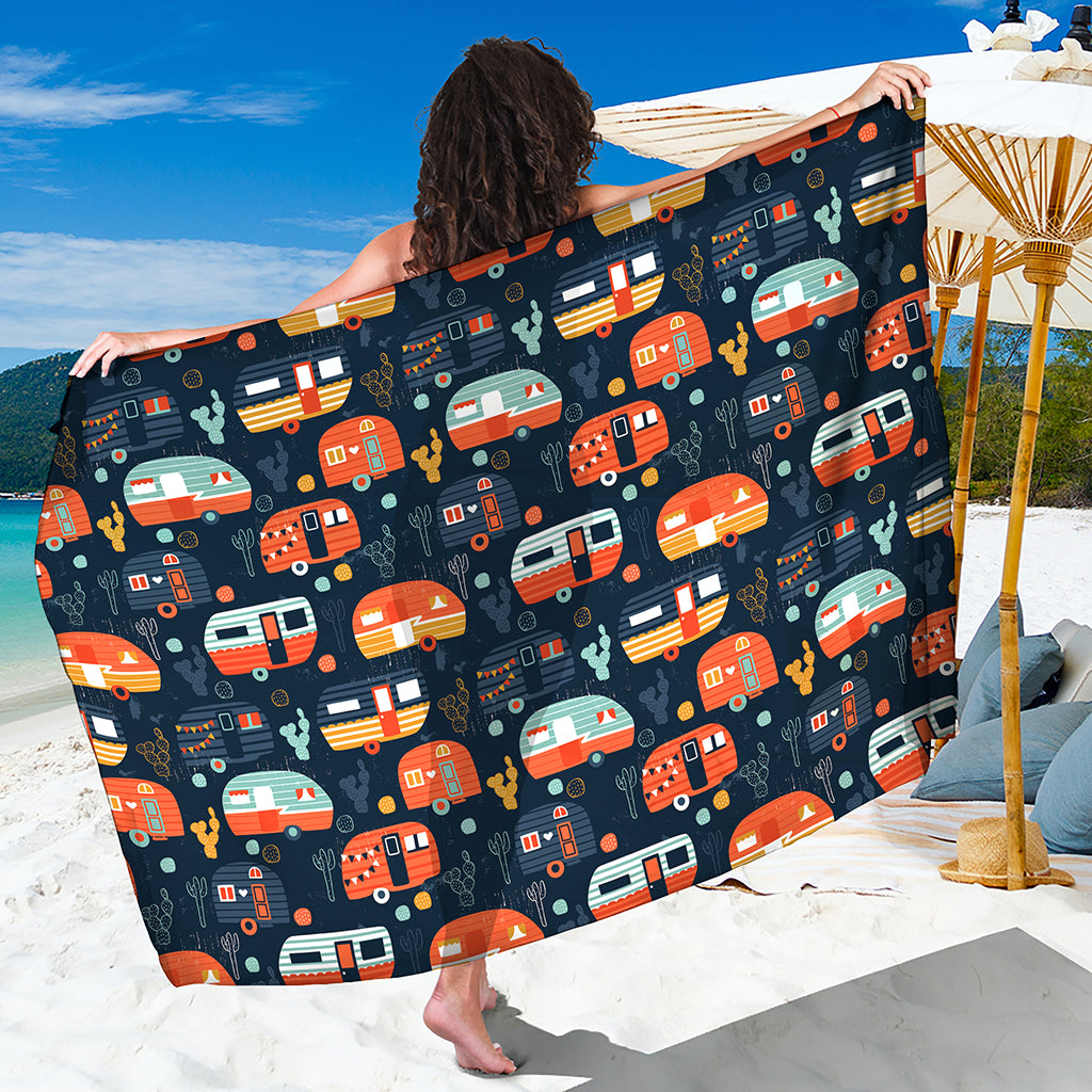 Caravan Camping Pattern Print Beach Sarong Wrap