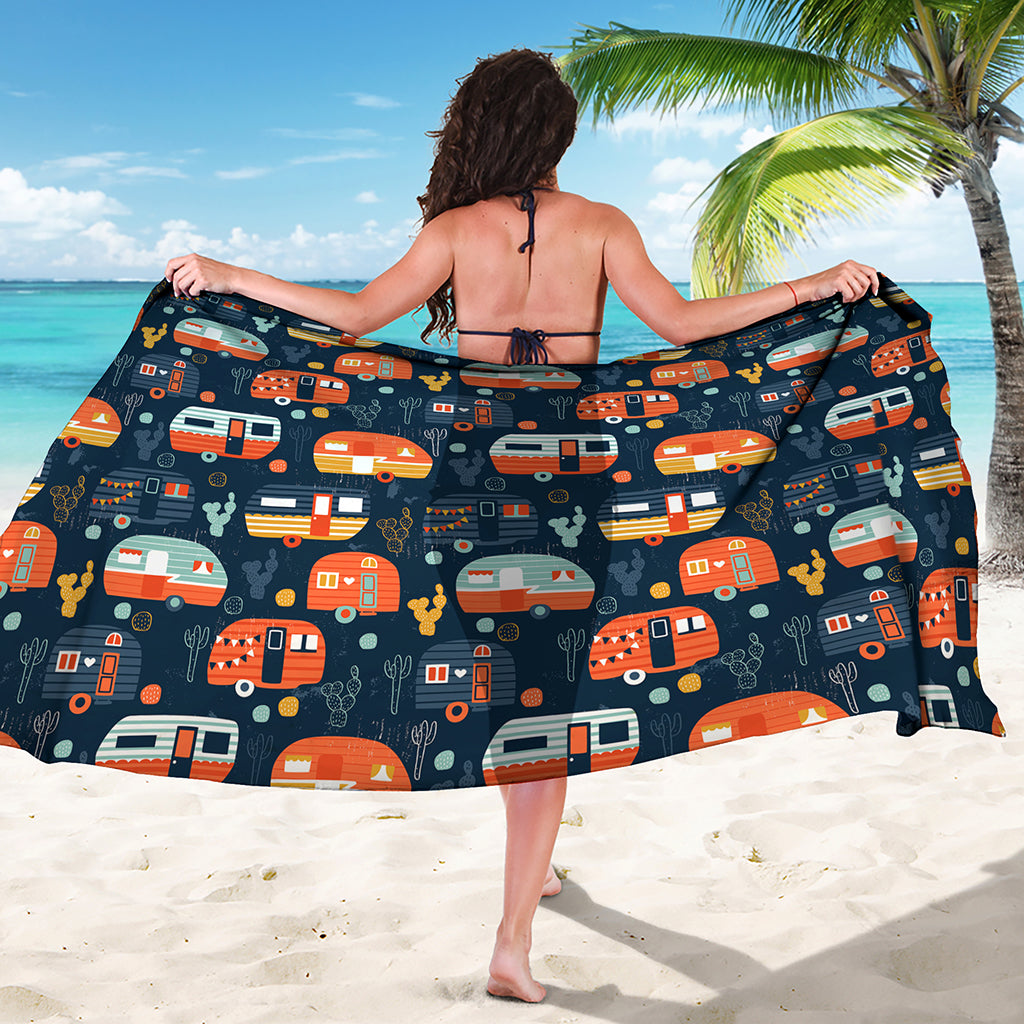 Caravan Camping Pattern Print Beach Sarong Wrap