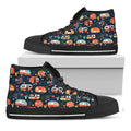 Caravan Camping Pattern Print Black High Top Sneakers