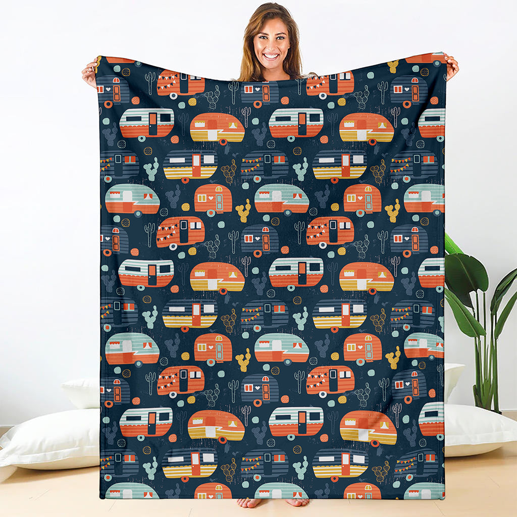 Caravan Camping Pattern Print Blanket