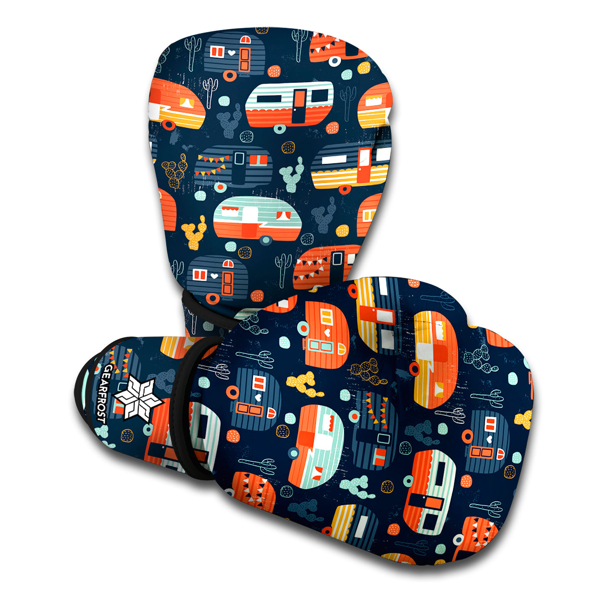 Caravan Camping Pattern Print Boxing Gloves