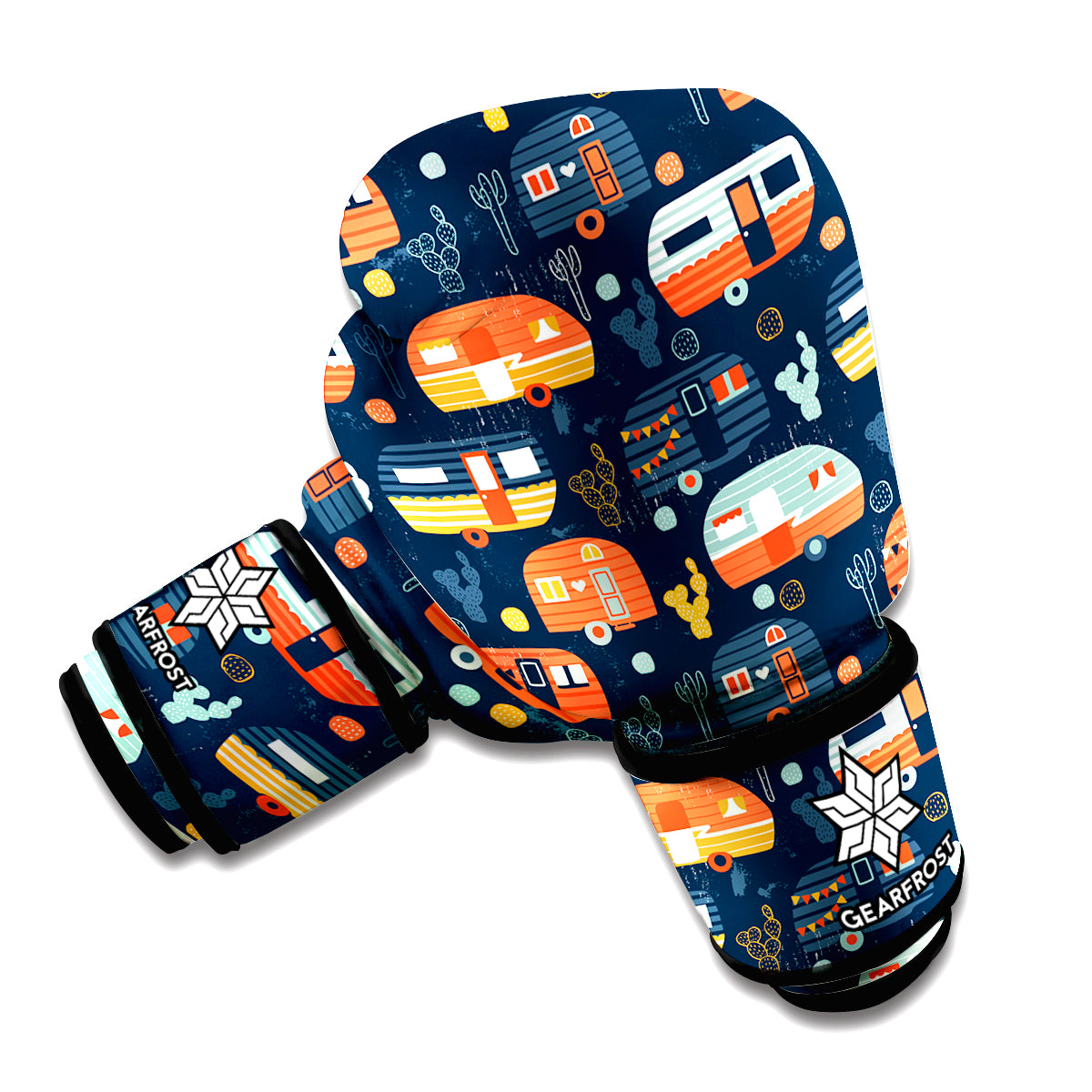 Caravan Camping Pattern Print Boxing Gloves