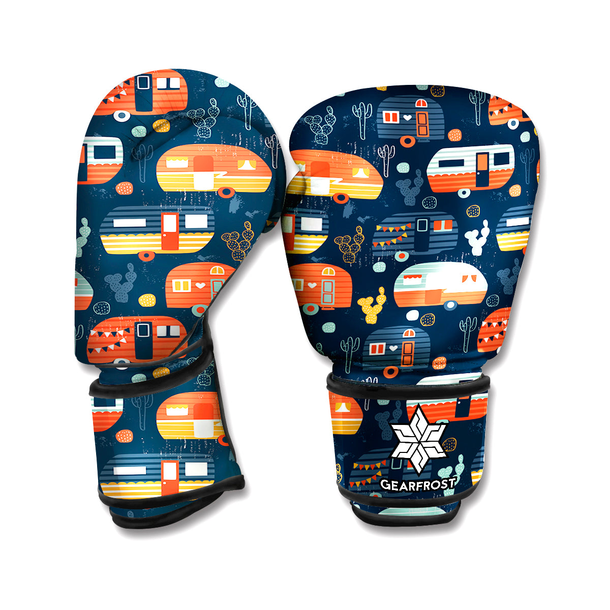 Caravan Camping Pattern Print Boxing Gloves