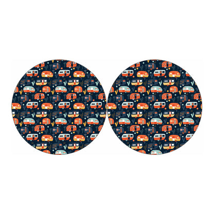 Caravan Camping Pattern Print Car Coasters
