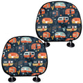 Caravan Camping Pattern Print Car Headrest Covers