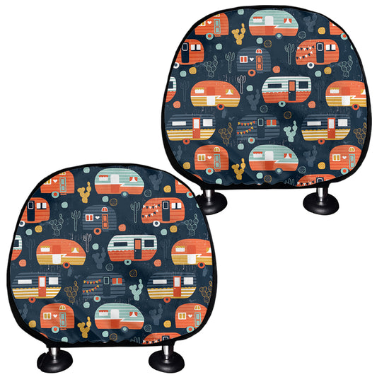 Caravan Camping Pattern Print Car Headrest Covers