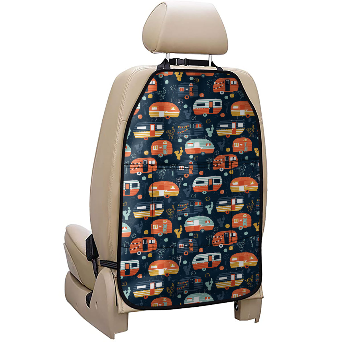 Caravan Camping Pattern Print Car Seat Organizers