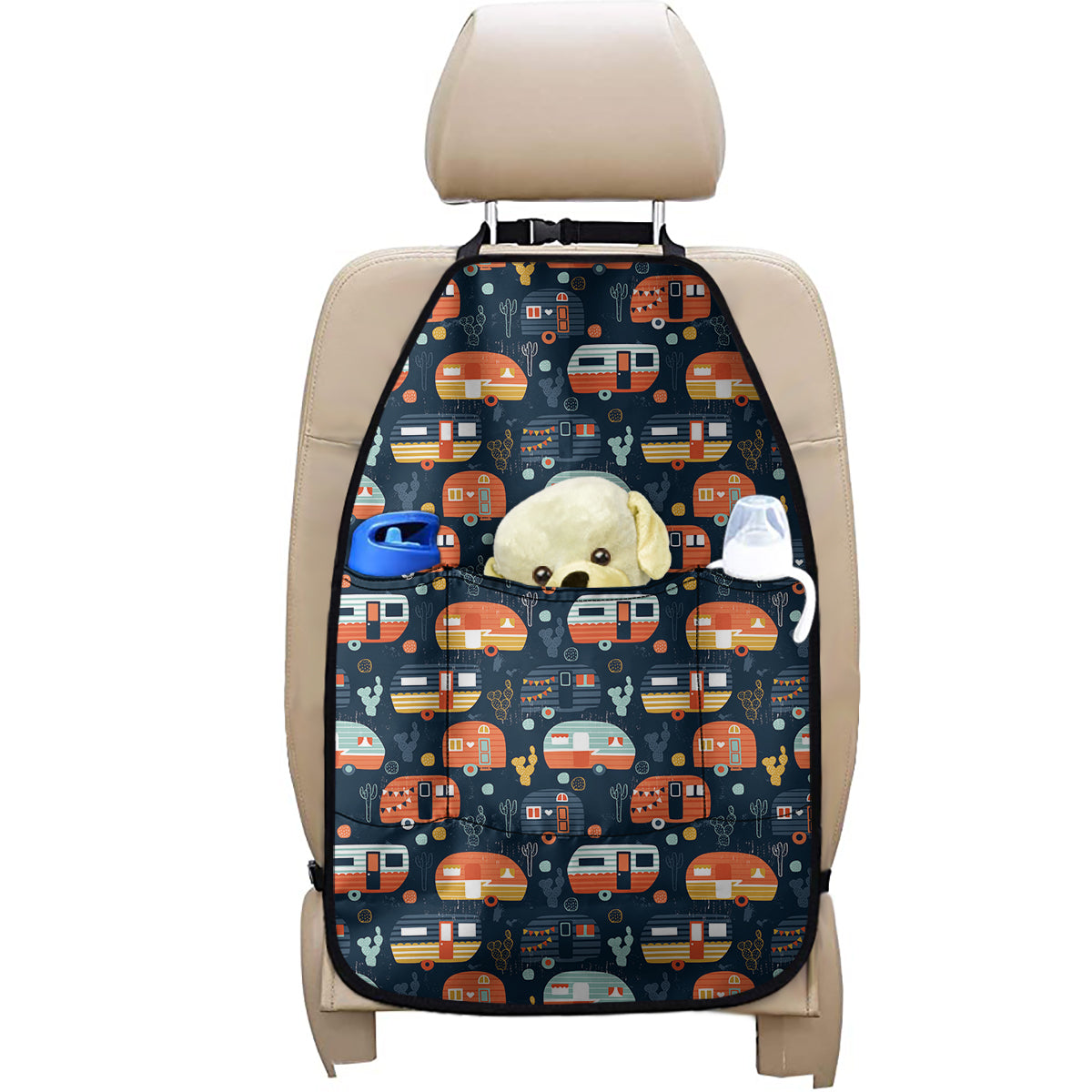 Caravan Camping Pattern Print Car Seat Organizers