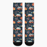 Caravan Camping Pattern Print Crew Socks