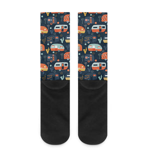 Caravan Camping Pattern Print Crew Socks