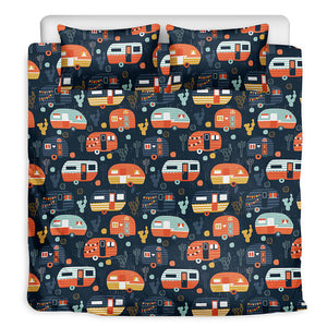 Caravan Camping Pattern Print Duvet Cover Bedding Set