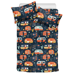 Caravan Camping Pattern Print Duvet Cover Bedding Set