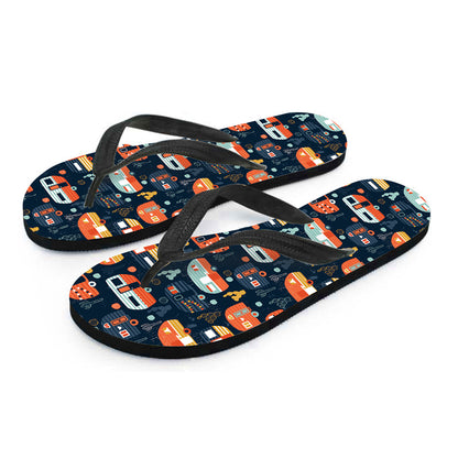 Caravan Camping Pattern Print Flip Flops
